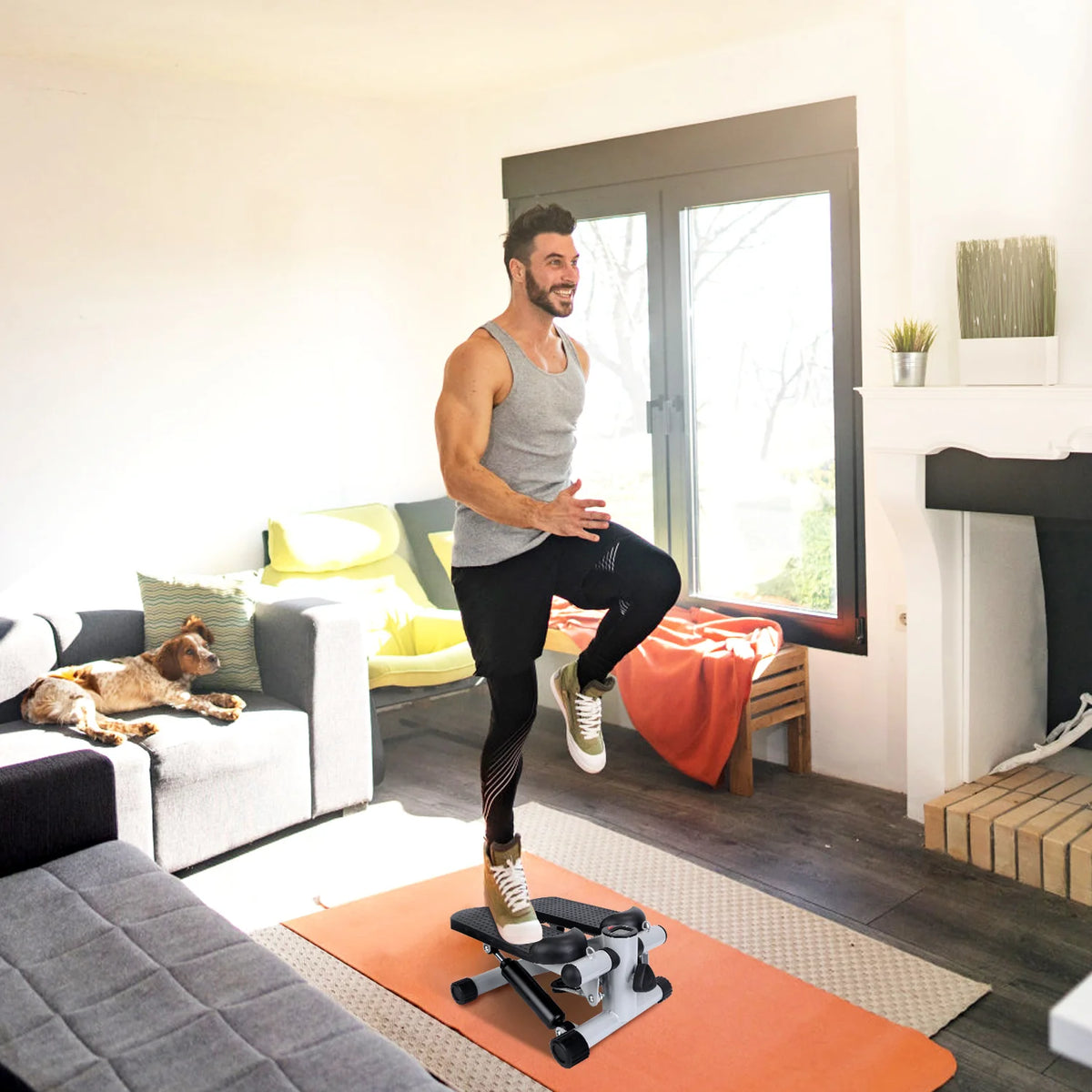 Mini Fitness Stepper with Resistance Bands & LCD Monitor